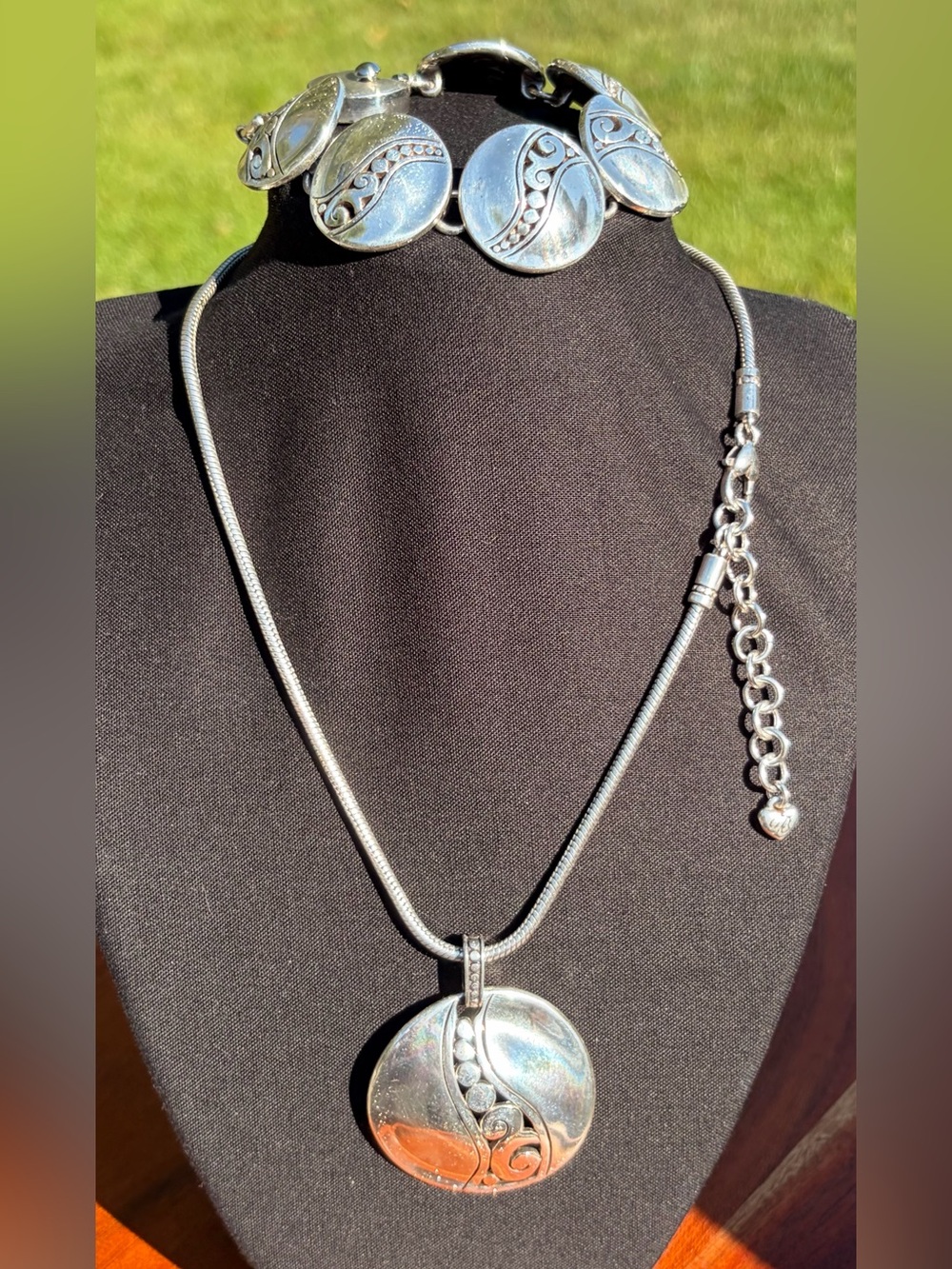 Brighton "A La Mode" Vintage Necklace and Bracelet Set Silver